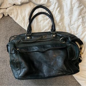 REBECCA MINKOFF green leather large shoulder bag